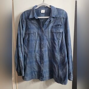 Columbia Blue Plaid Button-Down Shirt